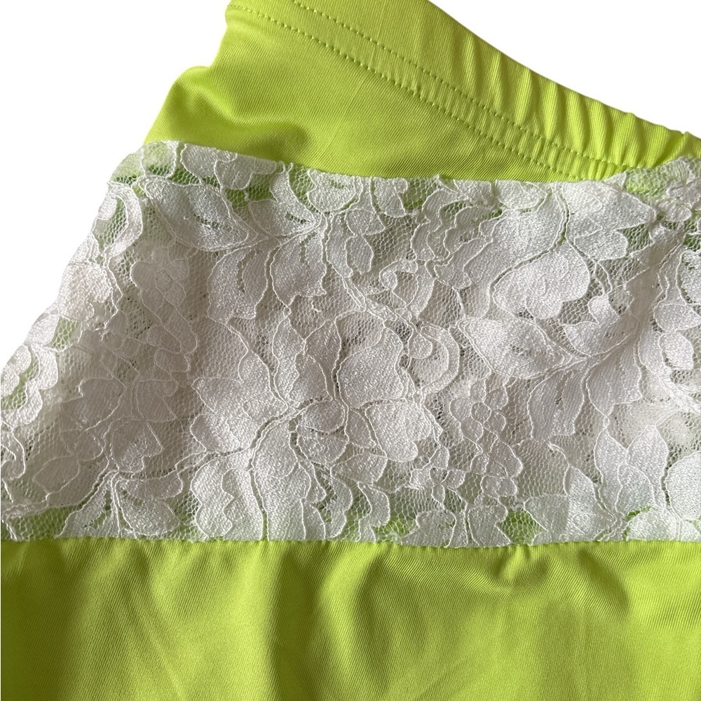 Lace-Trimmed Lime Green Flare Pants - Picture 5 of 5